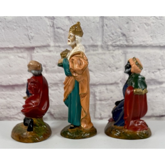 Atlantic Mold Set Of The 3 Wiseman  Christmas Nativity Set Haind Painted Ceramic - Picture 4 of 5